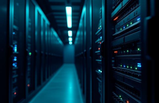 Photo of a server room or data center equipment