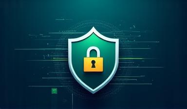 Graphic representing security shield and data protection